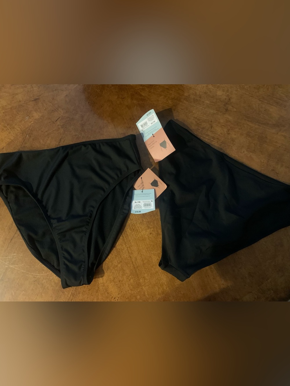 Lot of 2 NWT Shade & Shore black bikini bottoms size XL